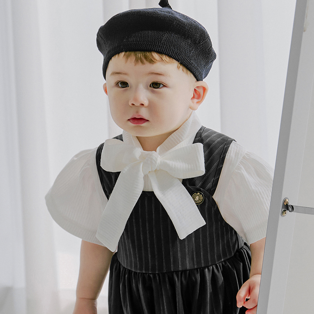 돌잔치 촬영의상 하객룩 보이드 멜빵 팬츠 블랙 이미지 8