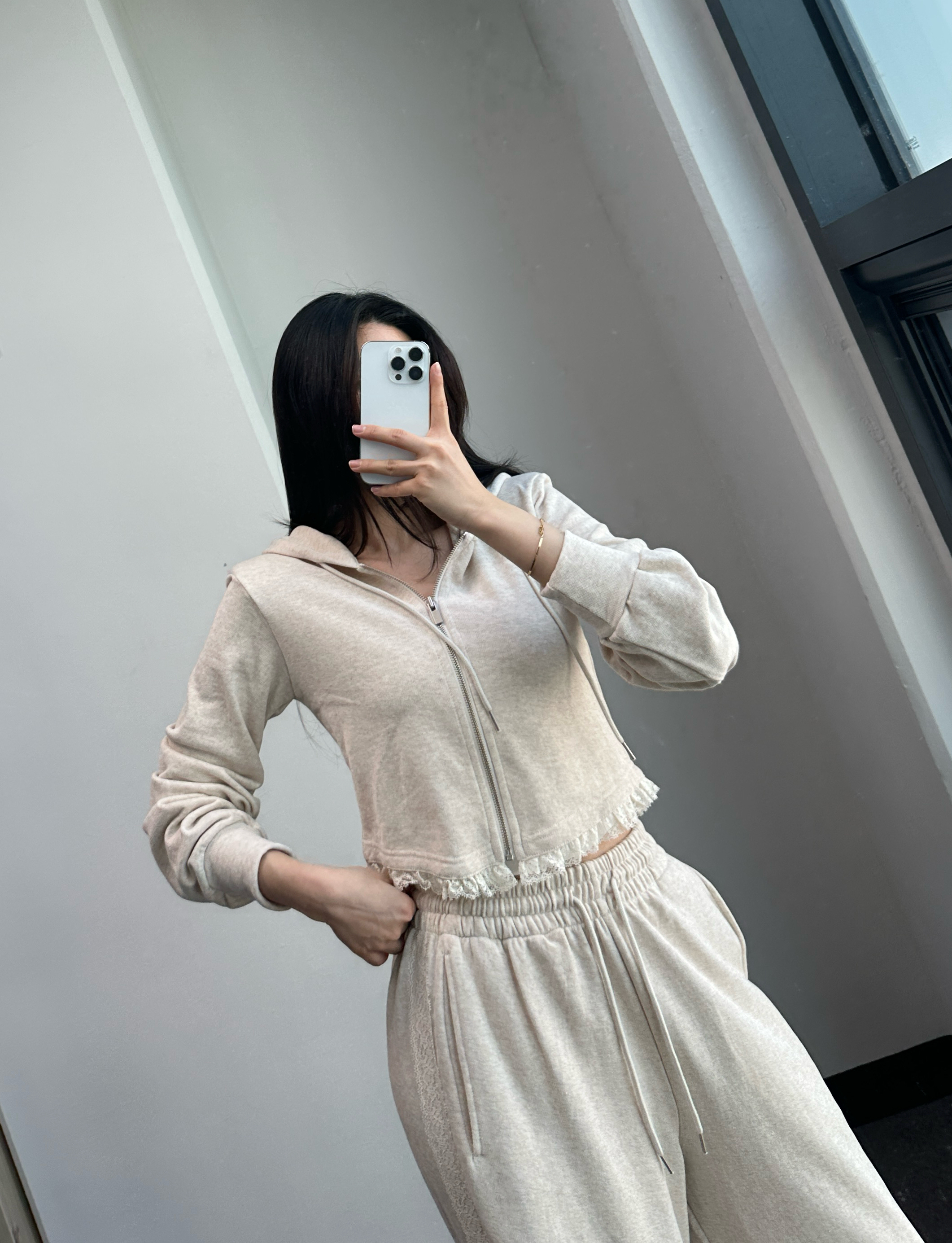 [사장강추🤎/롱다리핏] 슈아 레이스 후드집업 라인 트레이닝 팬츠 세트 2color 상세 이미지 14