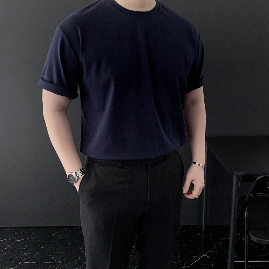1+1 머슬핏 반팔 남자 여름 무지 흰 티셔츠 기능성 스판 이너티 이미지 6