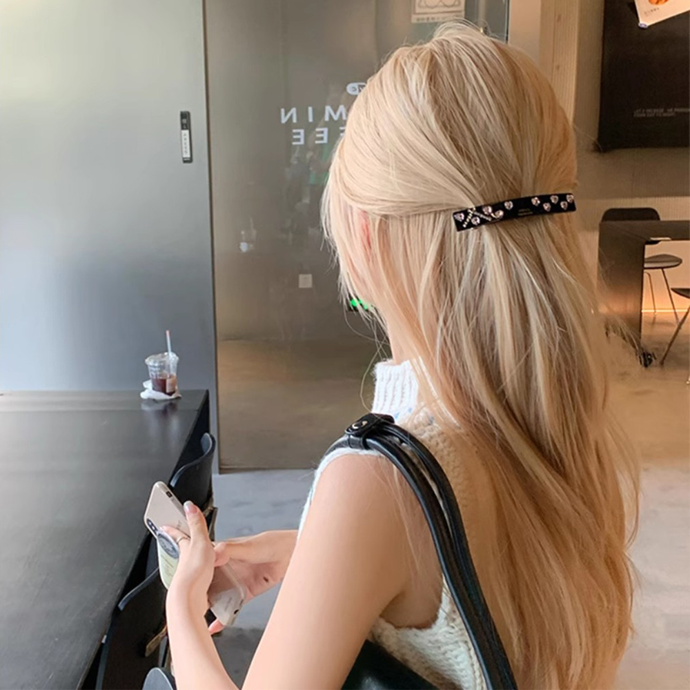 프랑스핀 하트 큐빅 자동핀 헤어핀 - 메인 이미지