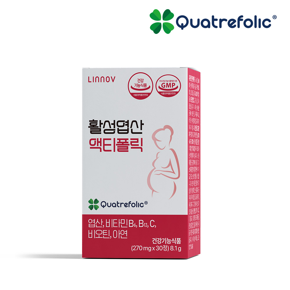 리노브 활성엽산 액티폴릭 액티브 4세대 엽산 임신준비 임신초기 임산부 30정, 1개 - 상품 이미지