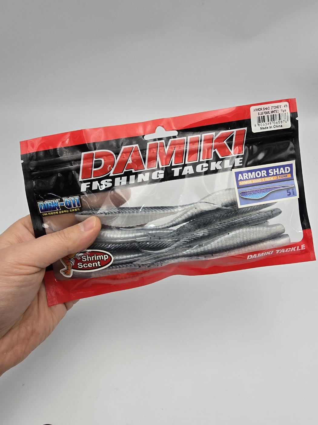 다미끼 아머쉐드 5 광어 다운샷 배스 우럭 광어웜 479 블루 펄 화이트2, 12.7cm(5인치) - 메인 이미지