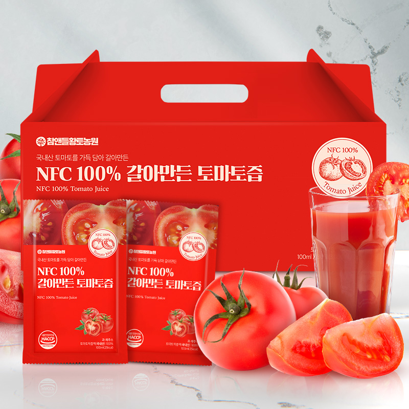 [국산100%] 참앤들황토농원 NFC 100% 착즙 갈아만든 토마토즙 100ml 30포, 3개 이미지 4