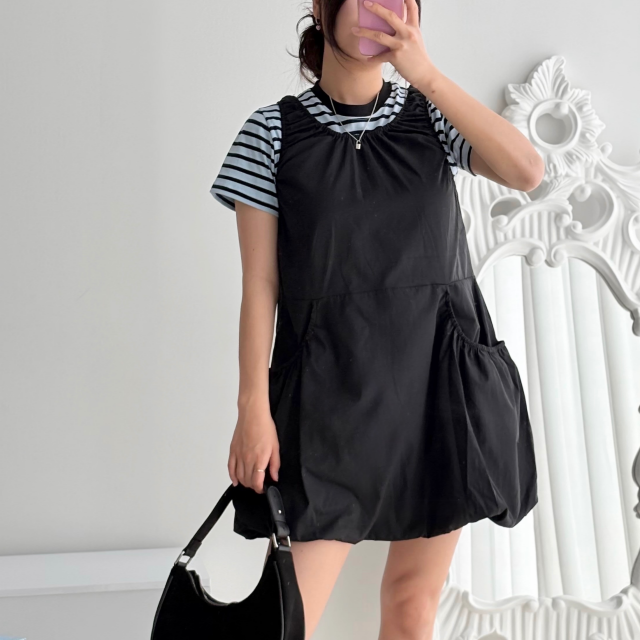 바스락원피스 벌룬원피스 미니원피스 - 상품 이미지