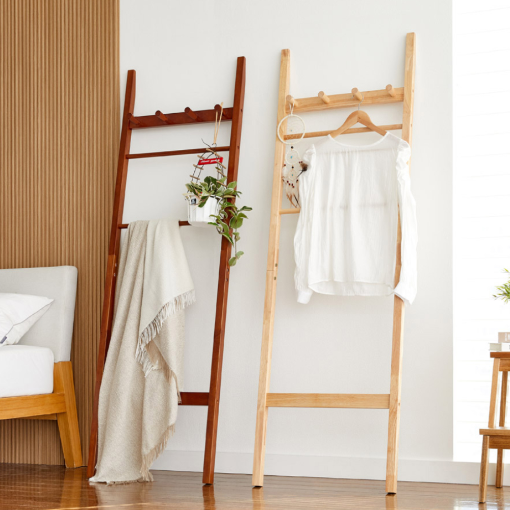 루버트리 원목 사다리행거 54 x 170cm 우드 코트랙 벽에 세우는 스탠드 옷걸이행거
