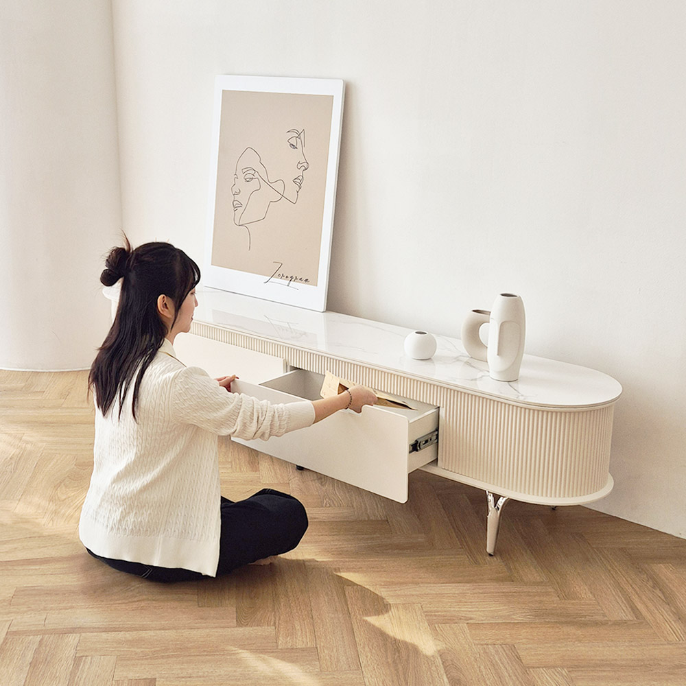 비알프렌드 아크네 템바보드 통 세라믹 거실장 고급 마블 티비다이 수납 TV 장식장 2000