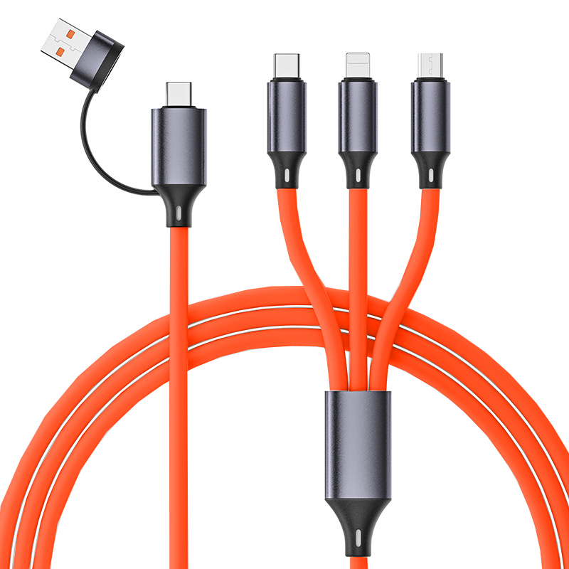 3in2 USB A C 6A 100W 고속충전 케이블 5핀 8핀 C타입 동시연결 1.2m - 상세 이미지 3