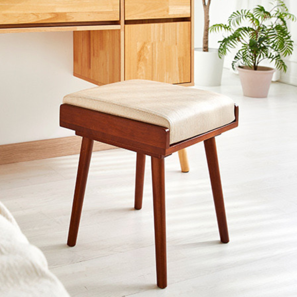 체리 브라운 원목 화장대의자 400 분리형 쿠션 방석 루버트리 감성 인테리어 스툴