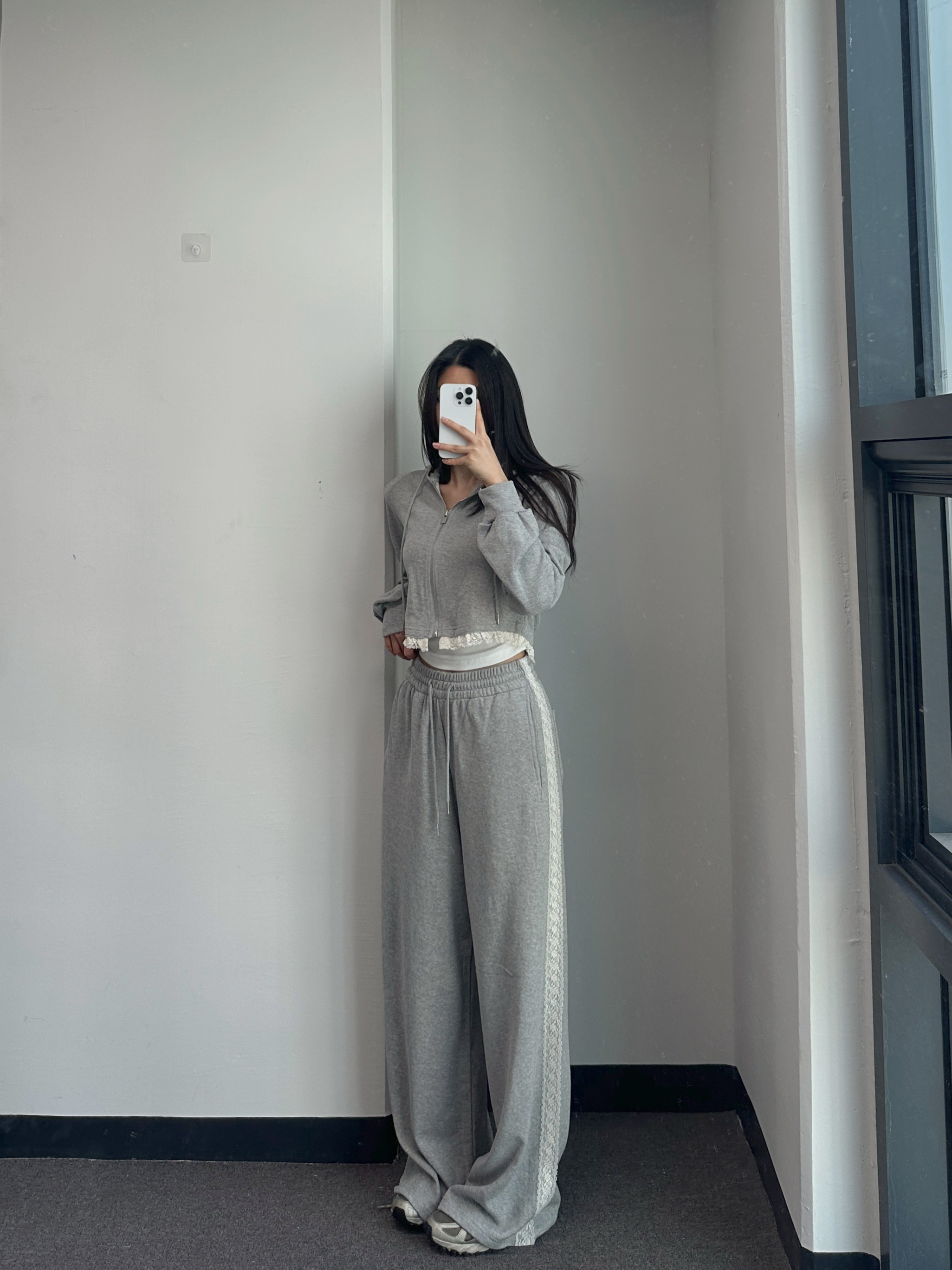 [사장강추🤎/롱다리핏] 슈아 레이스 후드집업 라인 트레이닝 팬츠 세트 2color 상세 이미지 15