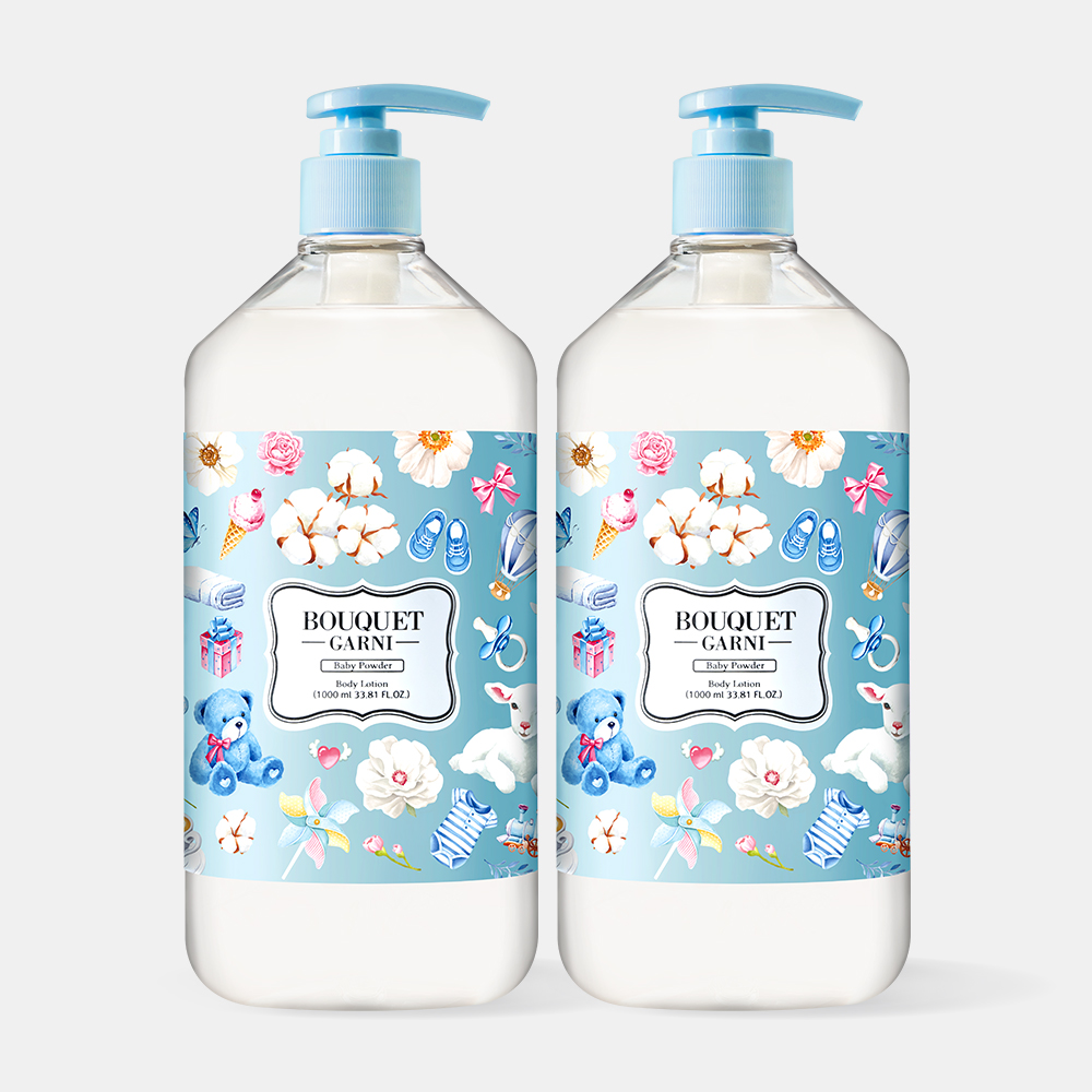 [2개] 부케가르니 향기좋은 바디로션 대용량 퍼퓸 저자극 1,000ml 베이비파우더 향