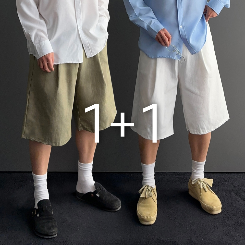 1+1 6부반바지 남자버뮤다팬츠 남자냉장고바지 스판반바지 - 상품 이미지