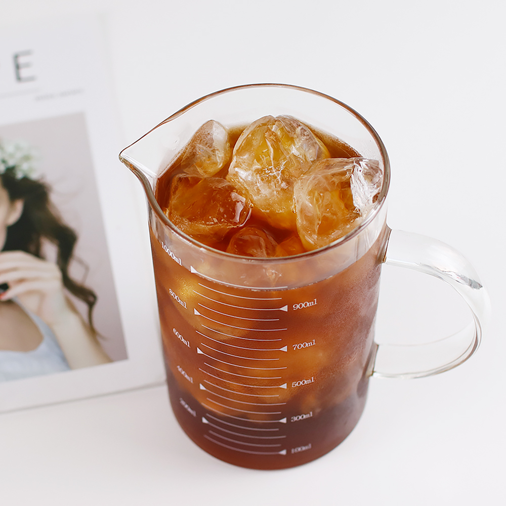 FROM 내열유리 이유식 눈금 머그 비커 계량컵 1000ml - 상품 이미지