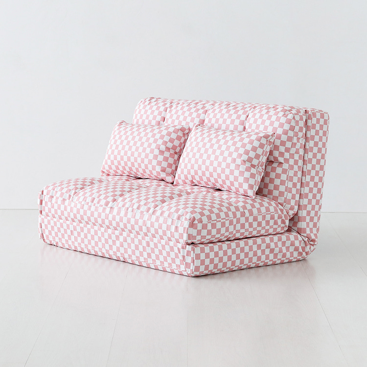 앰보 좌식 소파베드 스툴미포함, PU 핑크패턴 7603.5362, 2인용