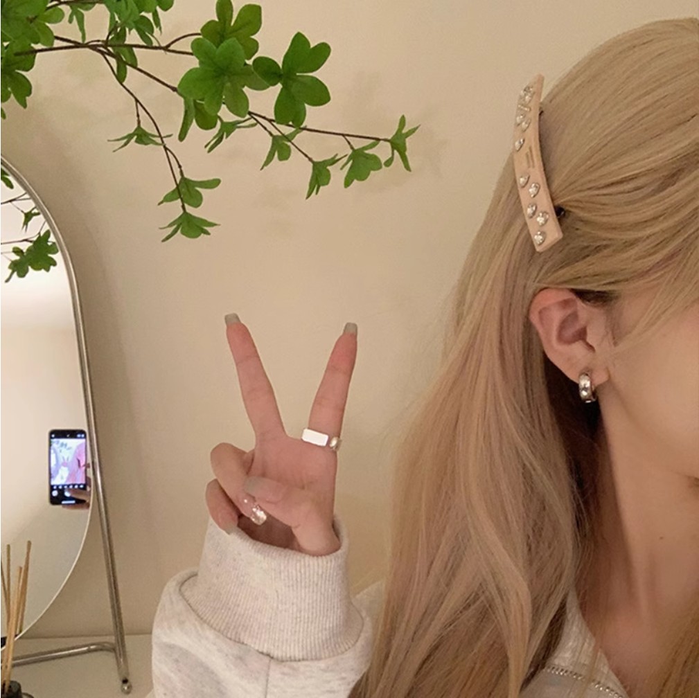 프랑스핀 하트 큐빅 자동핀 헤어핀 - 상세 이미지 3