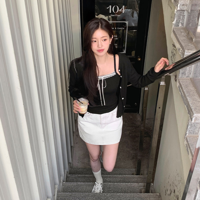 프리드 백포켓 스티치 코튼 H라인 미니 스커트 sk7278 - 상세 이미지 3