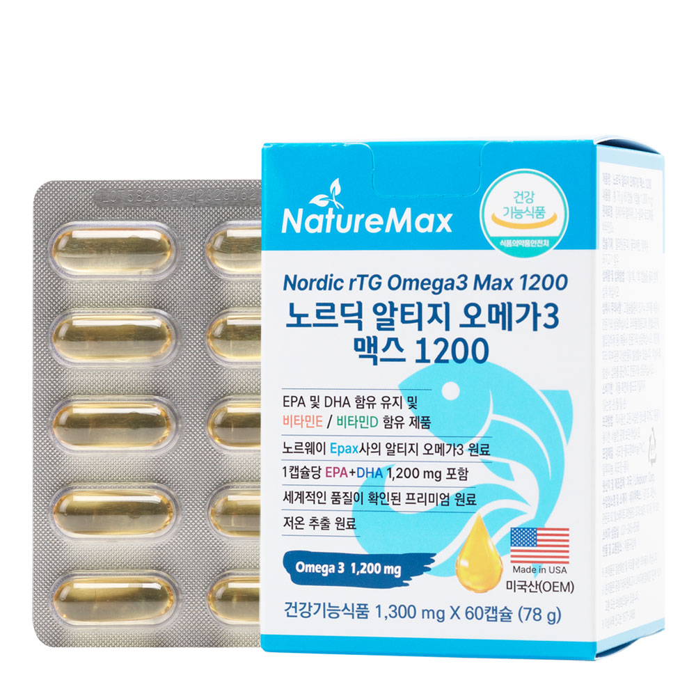 노르딕 알티지 오메가3 맥스 1200 DHA EPA 1200mg 60캡슐, 1개 - 상품 이미지