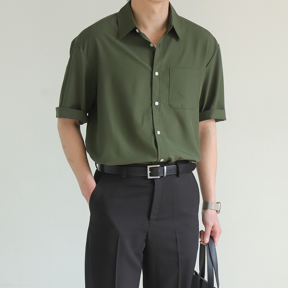 남자반팔셔츠 빅사이즈 오버핏 실크 여름 남방 남자셔츠