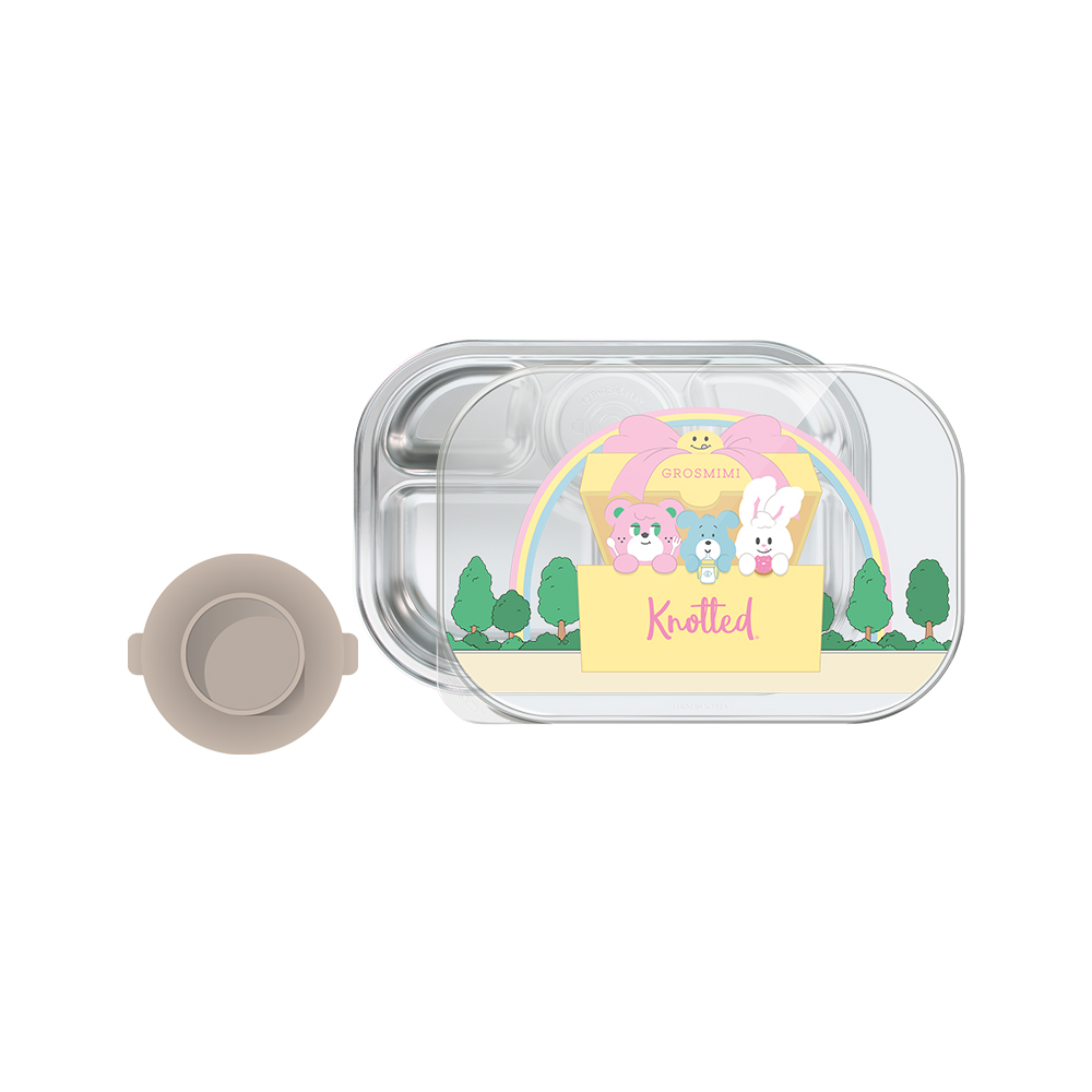 그로미미 노티드 어린이식판 유치원 깊은식판 스텐 5칸 미끄럼방지