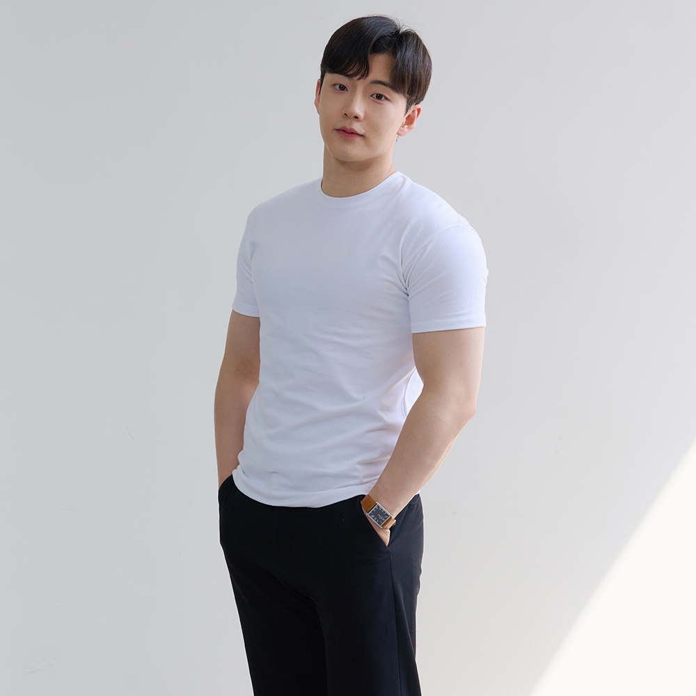 남자 머슬핏 반팔 어깨넓어보이는 무지 티셔츠 상품 이미지