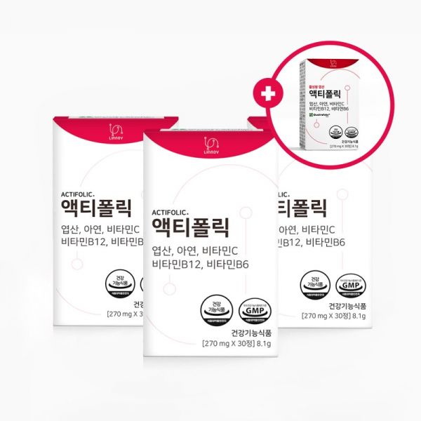 4세대 활성엽산 액티폴릭 270mg x 30정 3+1BOX : modern8064