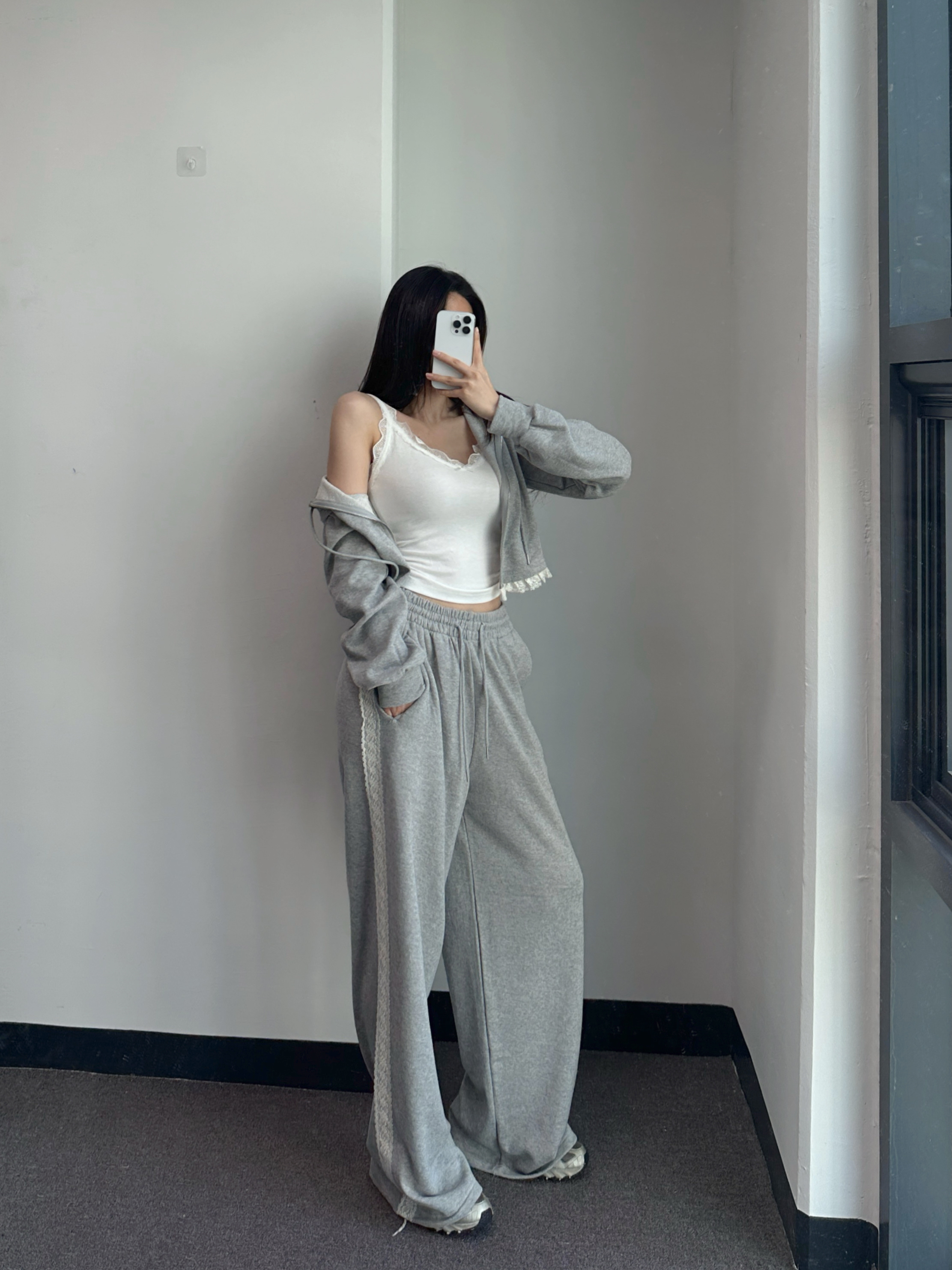 [사장강추🤎/롱다리핏] 슈아 레이스 후드집업 라인 트레이닝 팬츠 세트 2color 상세 이미지 26