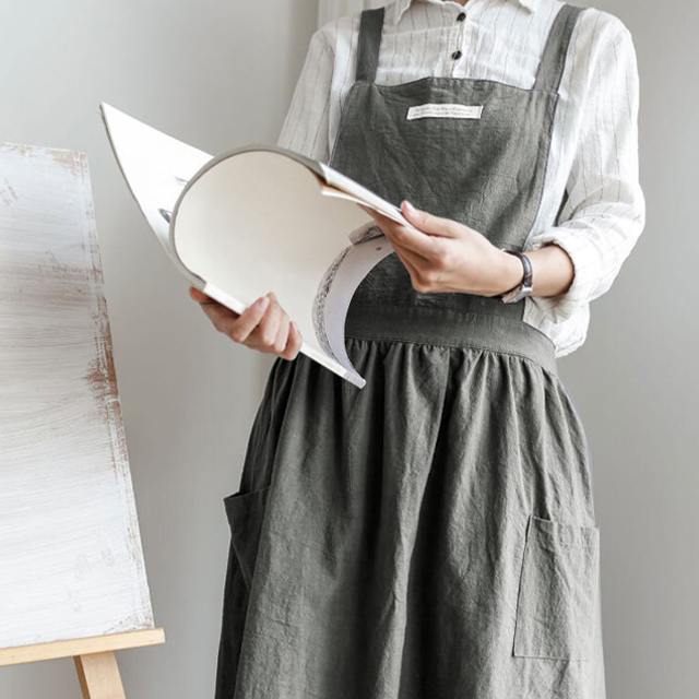 스토리빙 바리스타 파스텔 린넨 원피스 앞치마