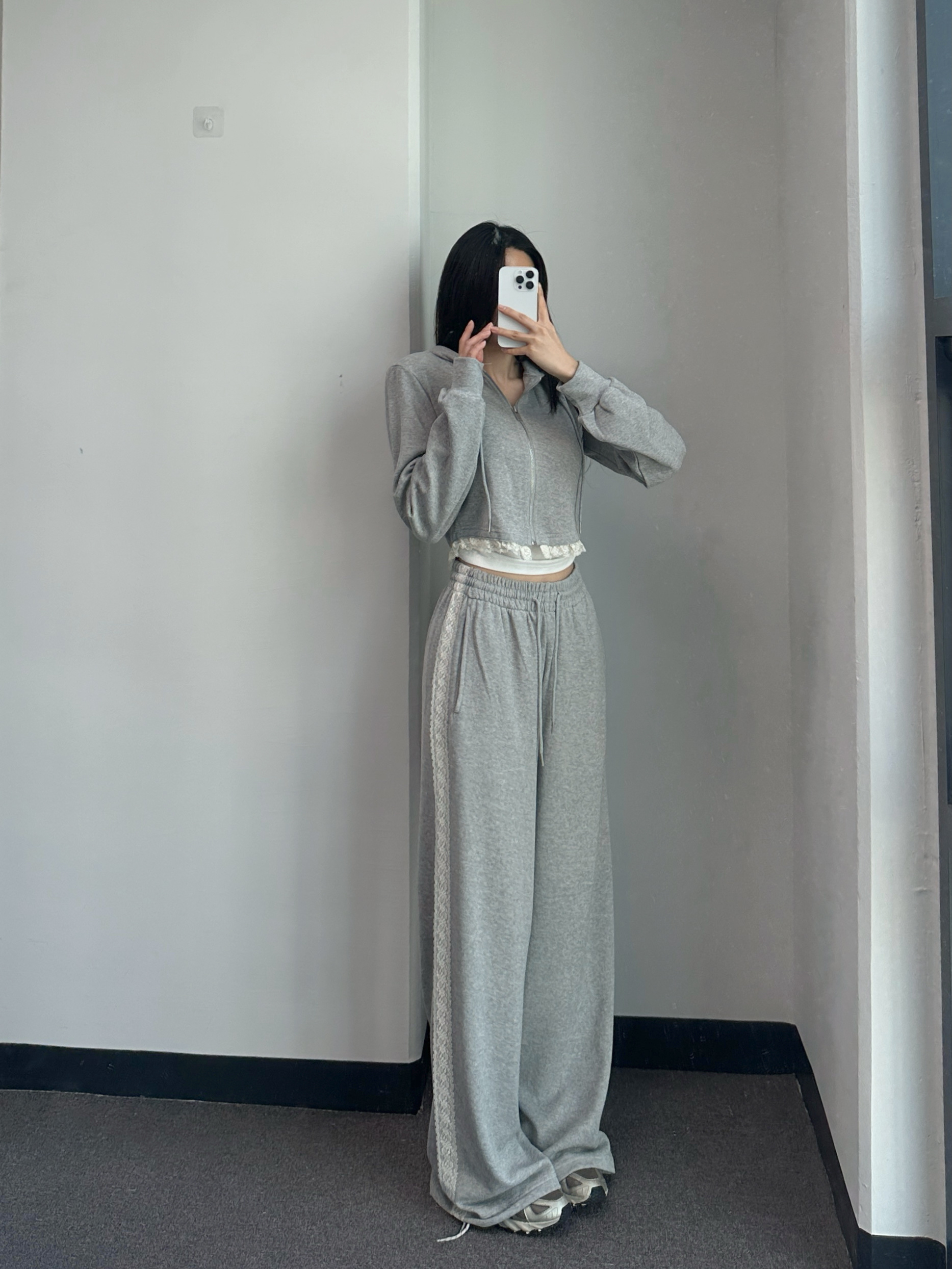 [사장강추🤎/롱다리핏] 슈아 레이스 후드집업 라인 트레이닝 팬츠 세트 2color 상세 이미지 24