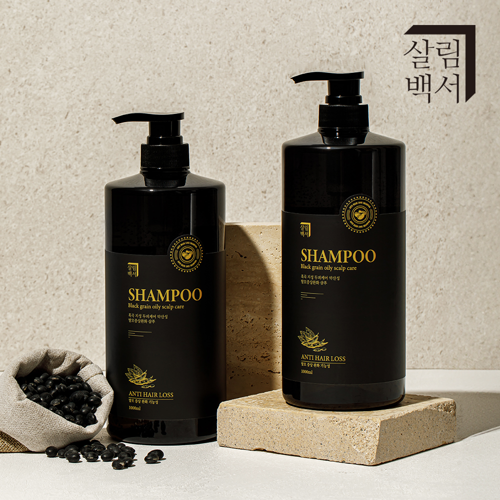 1+1 살림백서 흑곡 지성 두피 탈모 샴푸 1000ml 남자 여자 검정콩 약산성 대용량
