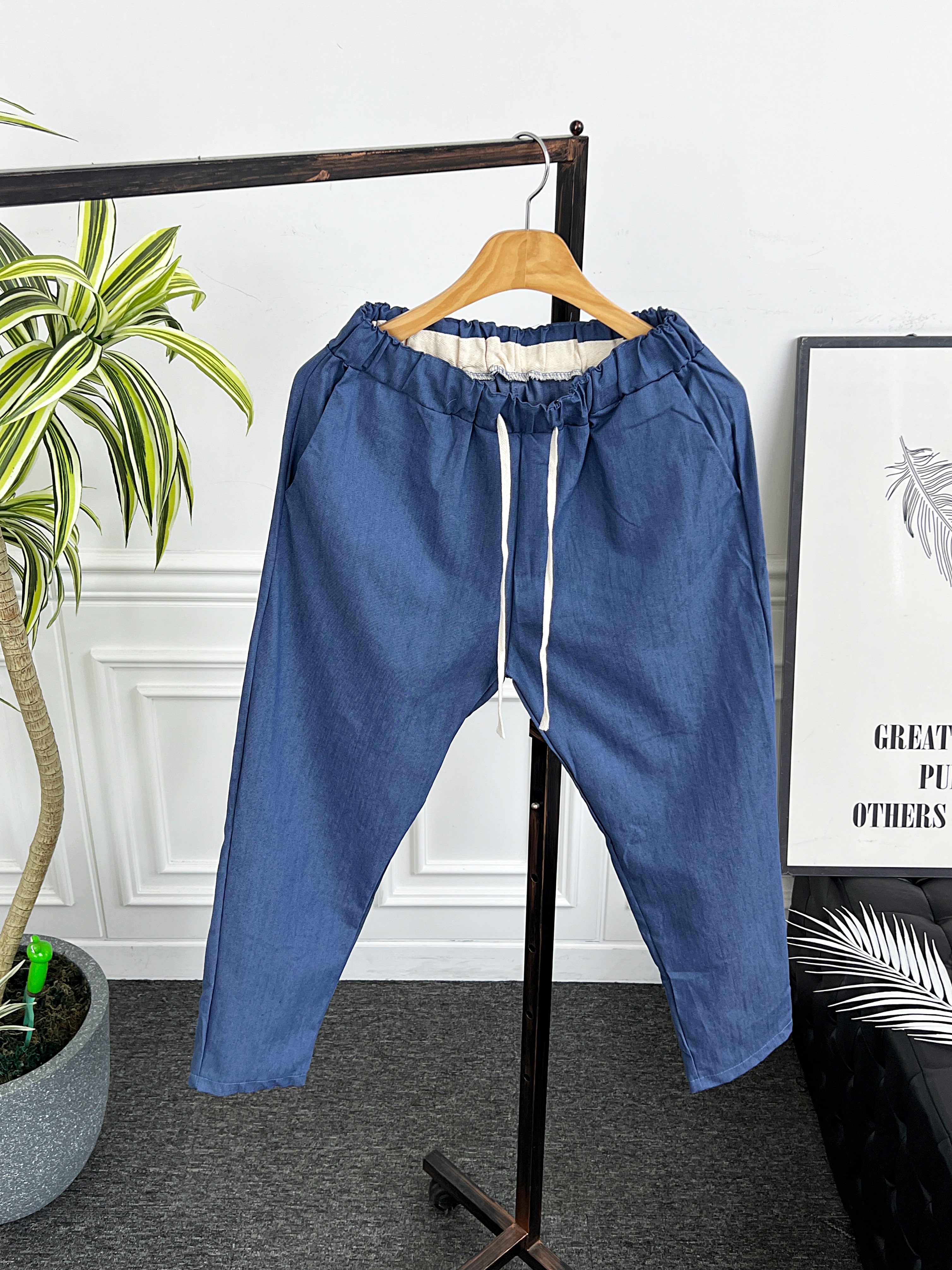 (1+1) 남자 린넨바지 9부 밴딩 여름 마 슬랙스 팬츠 - 상세 이미지 2