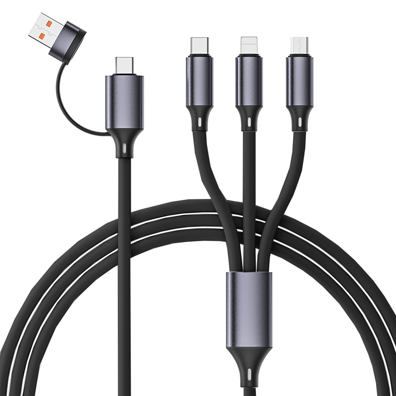3in2 USB A C 6A 100W 고속충전 케이블 5핀 8핀 C타입 동시연결 1.2m - 상세 이미지 2