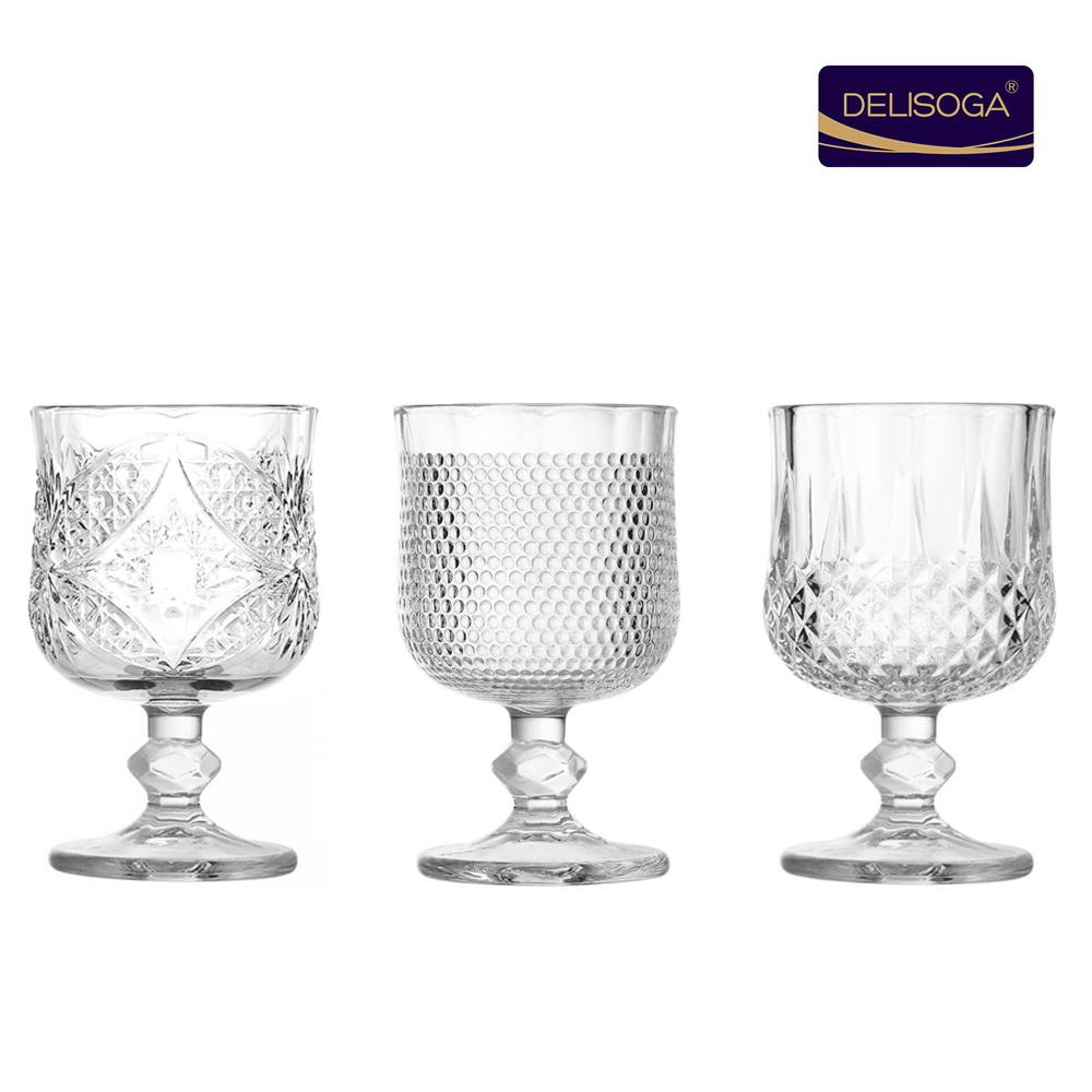 유리 고블렛잔 델리 빈티지 엔틱 유리컵 4P세트 - 상품 이미지