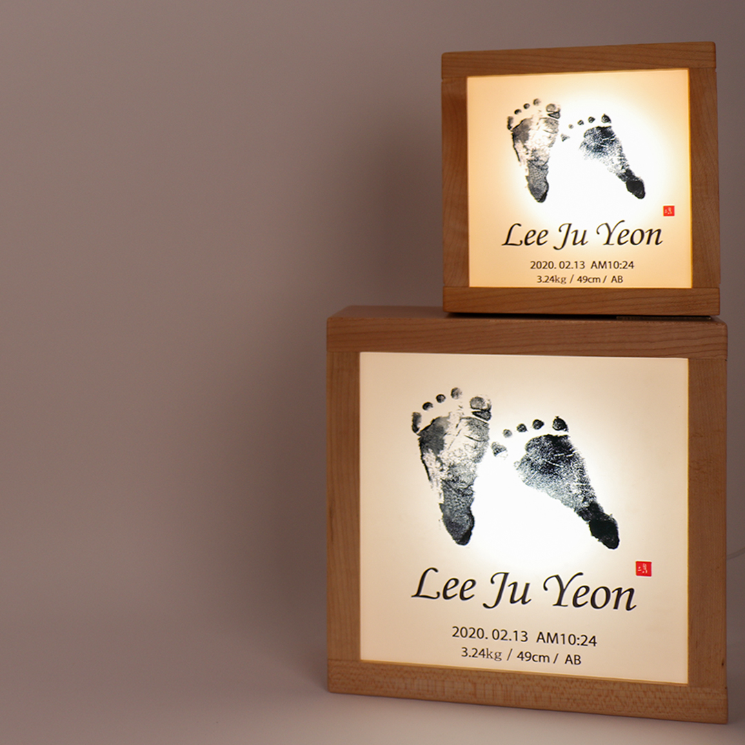 감성모먼트 발도장 액자 무드등 LED 아기 수유등 백일 돌 선물 - 상세 이미지 2