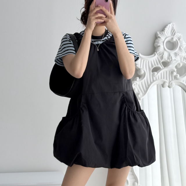 스트라이프 단가라 줄무늬 라운드넥 반팔 크롭 기본 티셔츠 - 상세 이미지 3