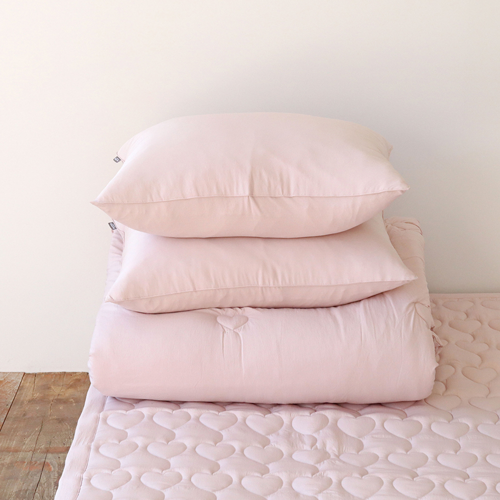 하트 에어워싱 고강도 마이크로 먼지없는 진드기방지 알러지케어 옥수수솜 차렵이불 세트 Q