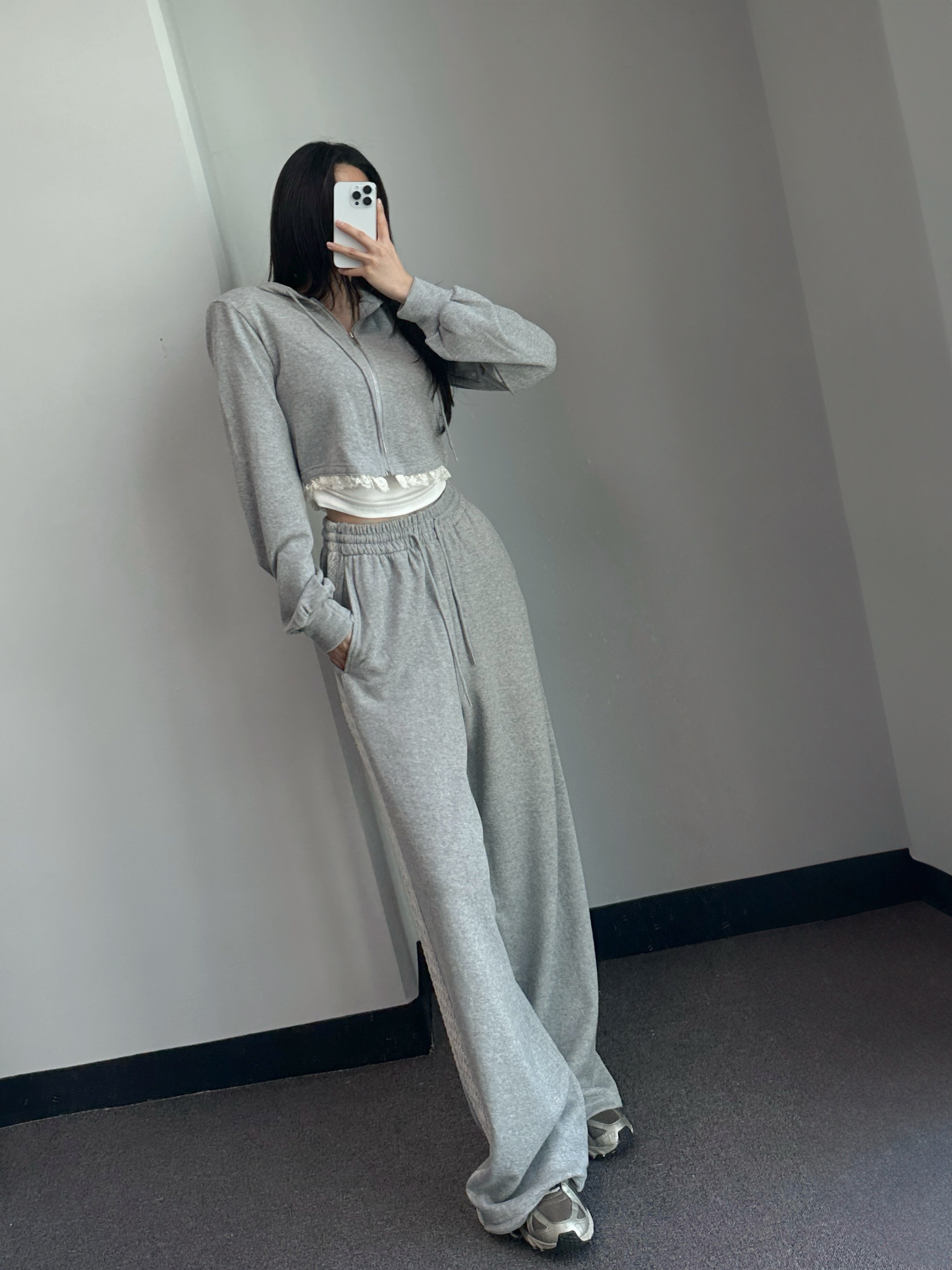 [사장강추🤎/롱다리핏] 슈아 레이스 후드집업 라인 트레이닝 팬츠 세트 2color 상세 이미지 21