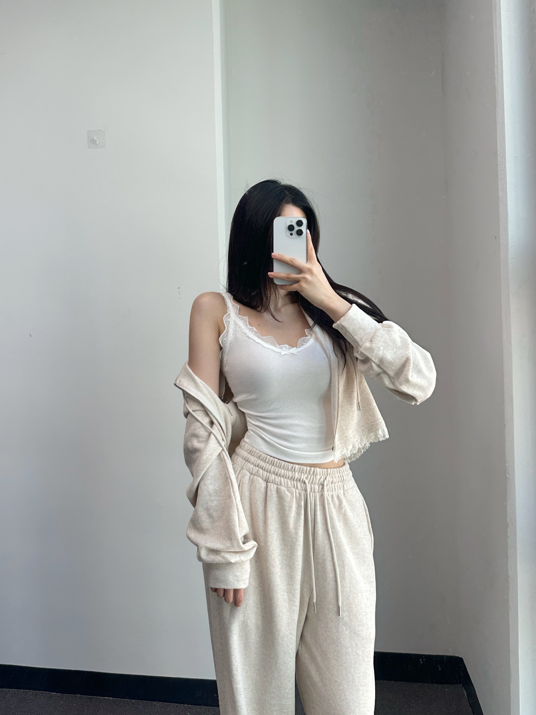 [사장강추🤎/롱다리핏] 슈아 레이스 후드집업 라인 트레이닝 팬츠 세트 2color 상세 이미지 5