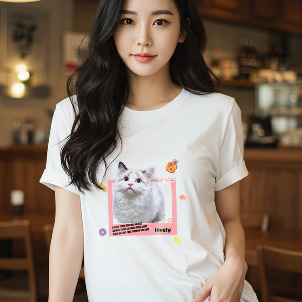 1+1 커스텀 강아지 티셔츠 고양이 프린팅 주문 제작 반려동물 반려견 반려묘 반팔 티 - 상세 이미지 4