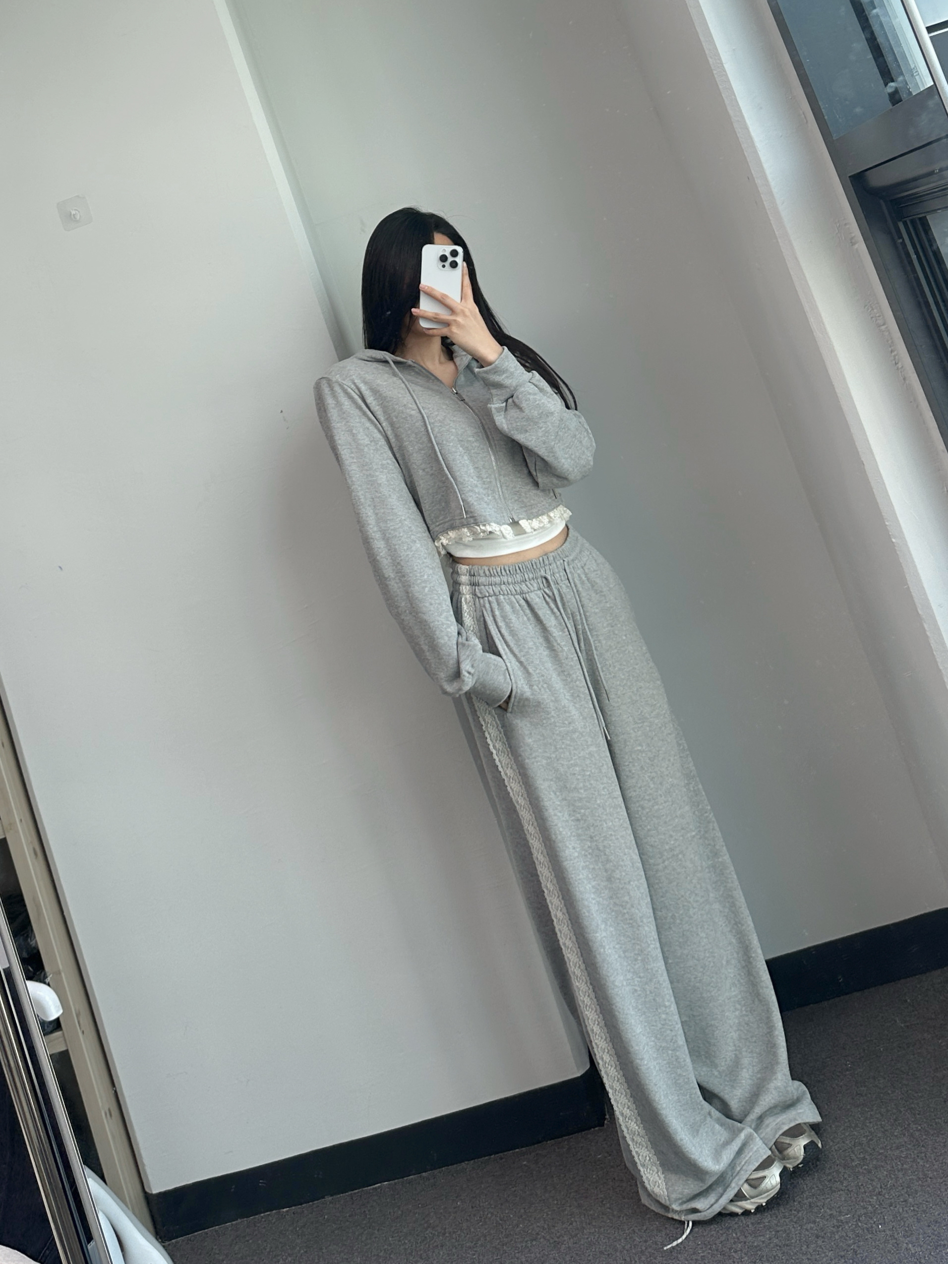 [사장강추🤎/롱다리핏] 슈아 레이스 후드집업 라인 트레이닝 팬츠 세트 2color 상세 이미지 25