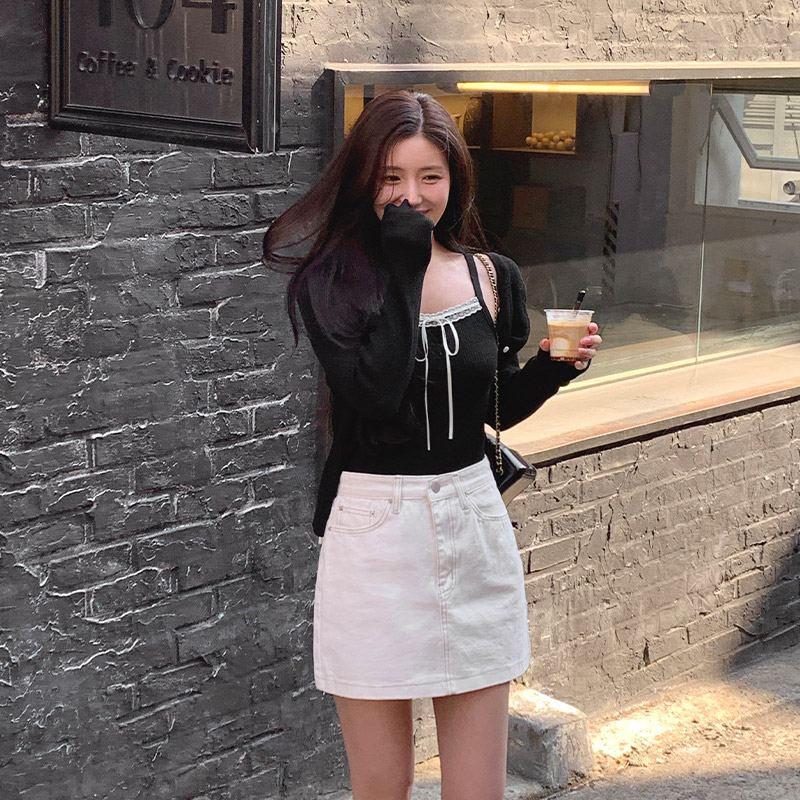 프리드 백포켓 스티치 코튼 H라인 미니 스커트 sk7278 - 상세 이미지 2