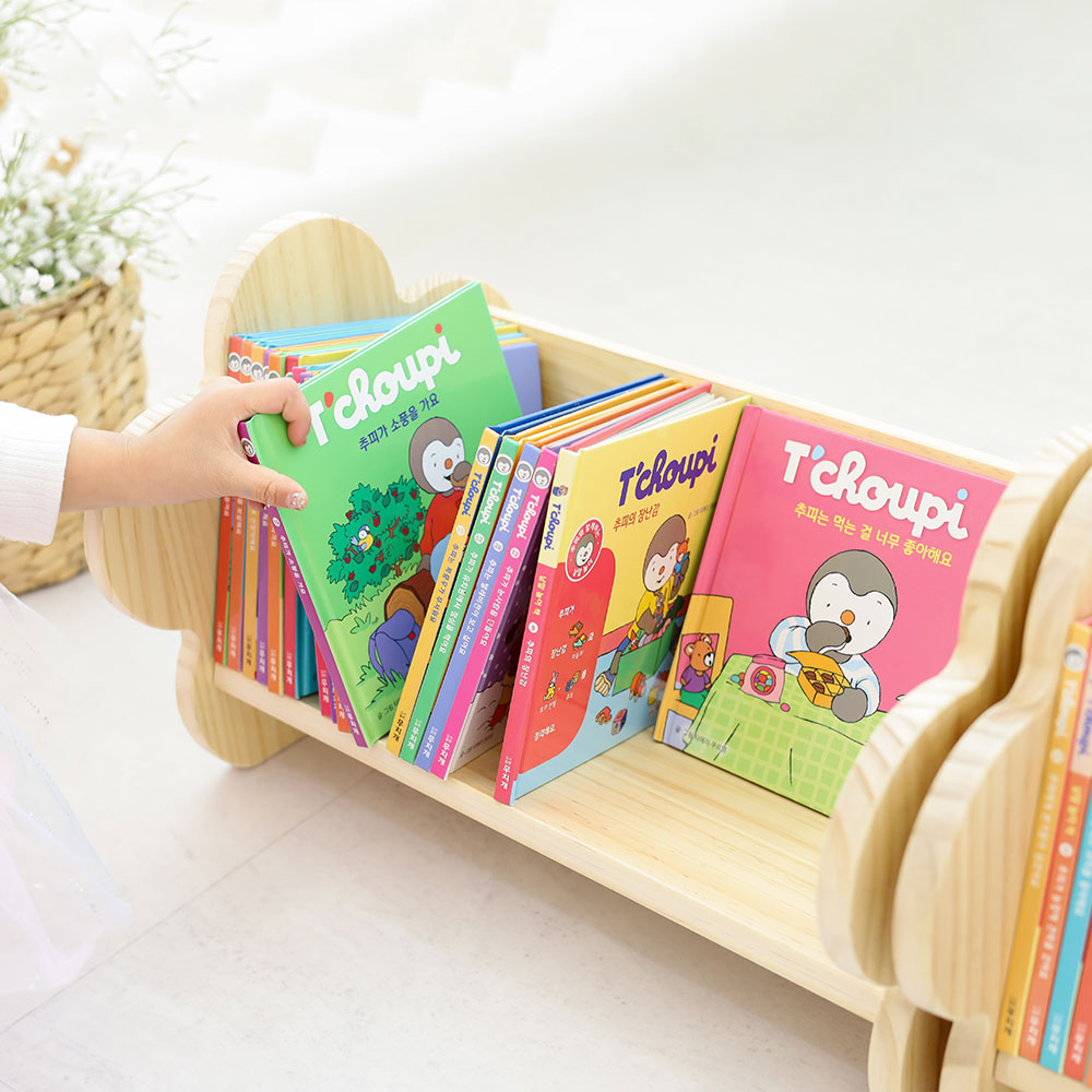 가누앤홈 유아 1단 미니 간이 아기 이동식 원목 책꽂이 2종