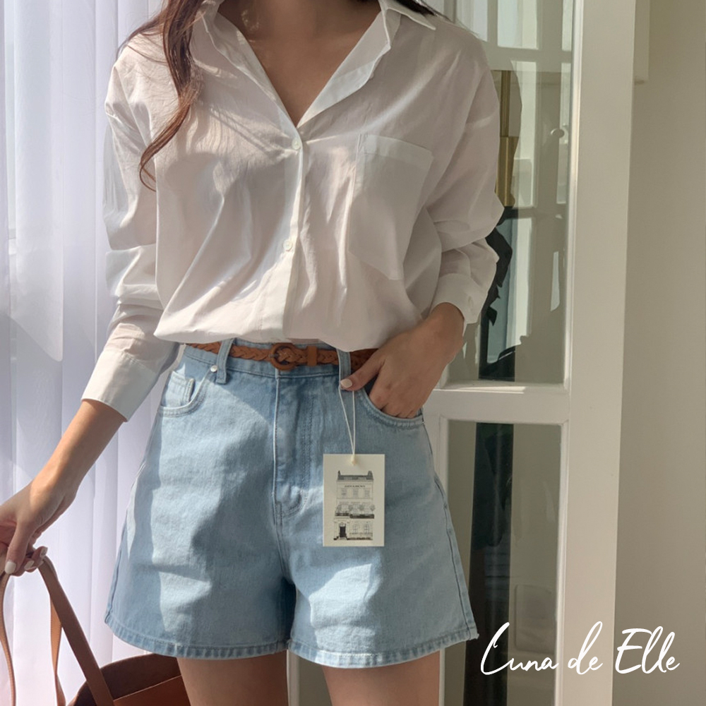 앤유브라운 워터 하프 데님 연청 청 반바지 25SS - 메인 이미지