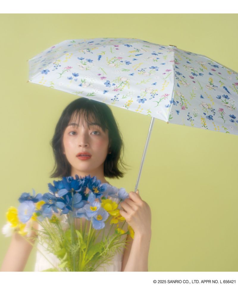WPC X 산리오 양산 캐릭터 차광 수채화 플라워 우산 겸용 미니 접이식 봄 여름 자외선 휴대용 801-sa24-102 이미지 6