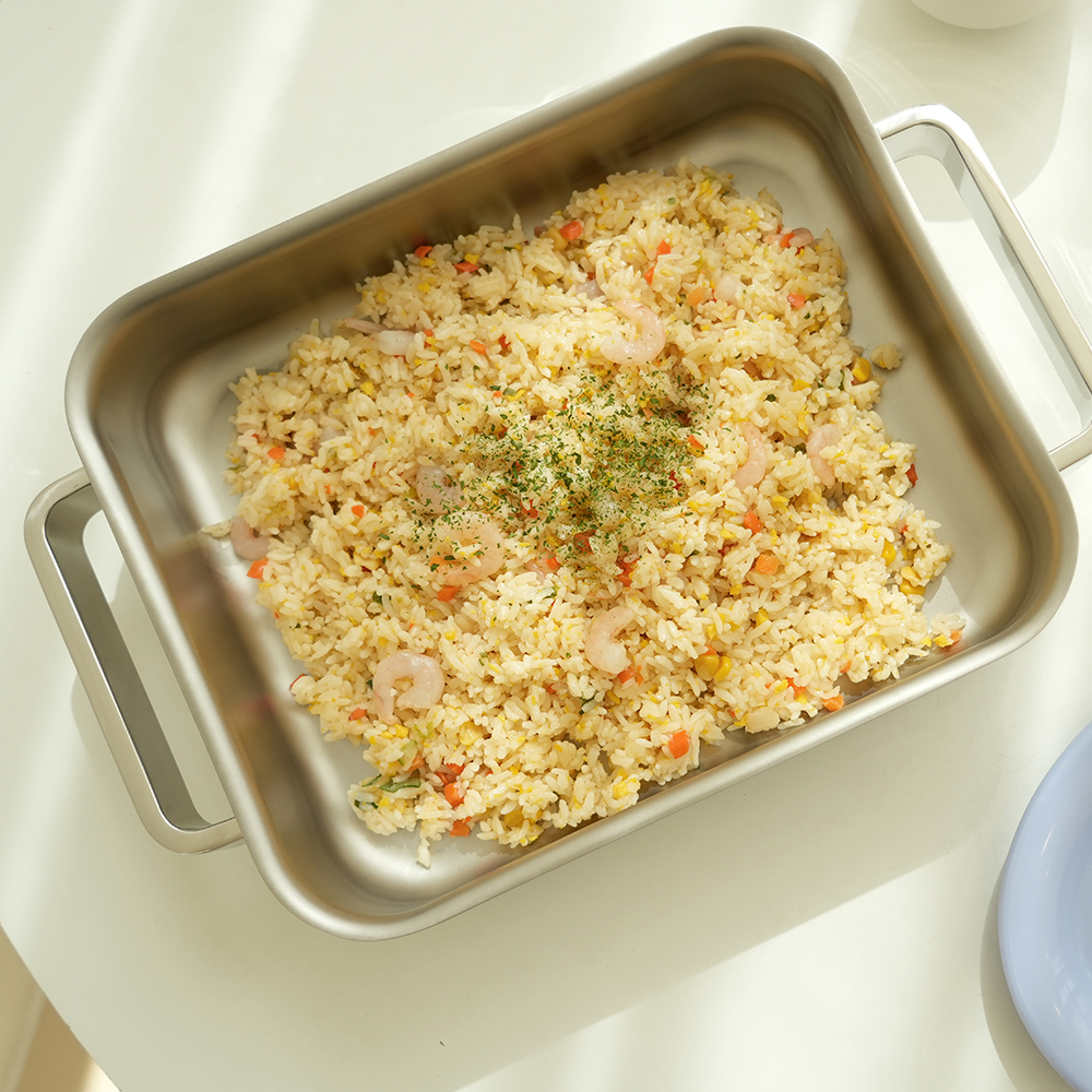 AMT 프로 사각 그리들 팬 316Ti 스텐 통5중 뚜껑 포함(유광)