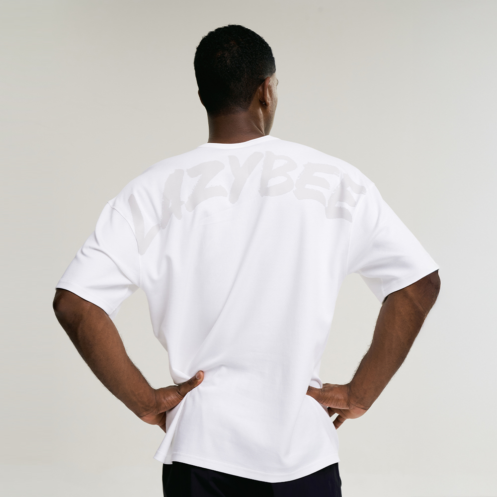 남자 파워 리프팅 오버핏 기능성 반팔 헬스복 러닝복 운동복 반팔 화이트