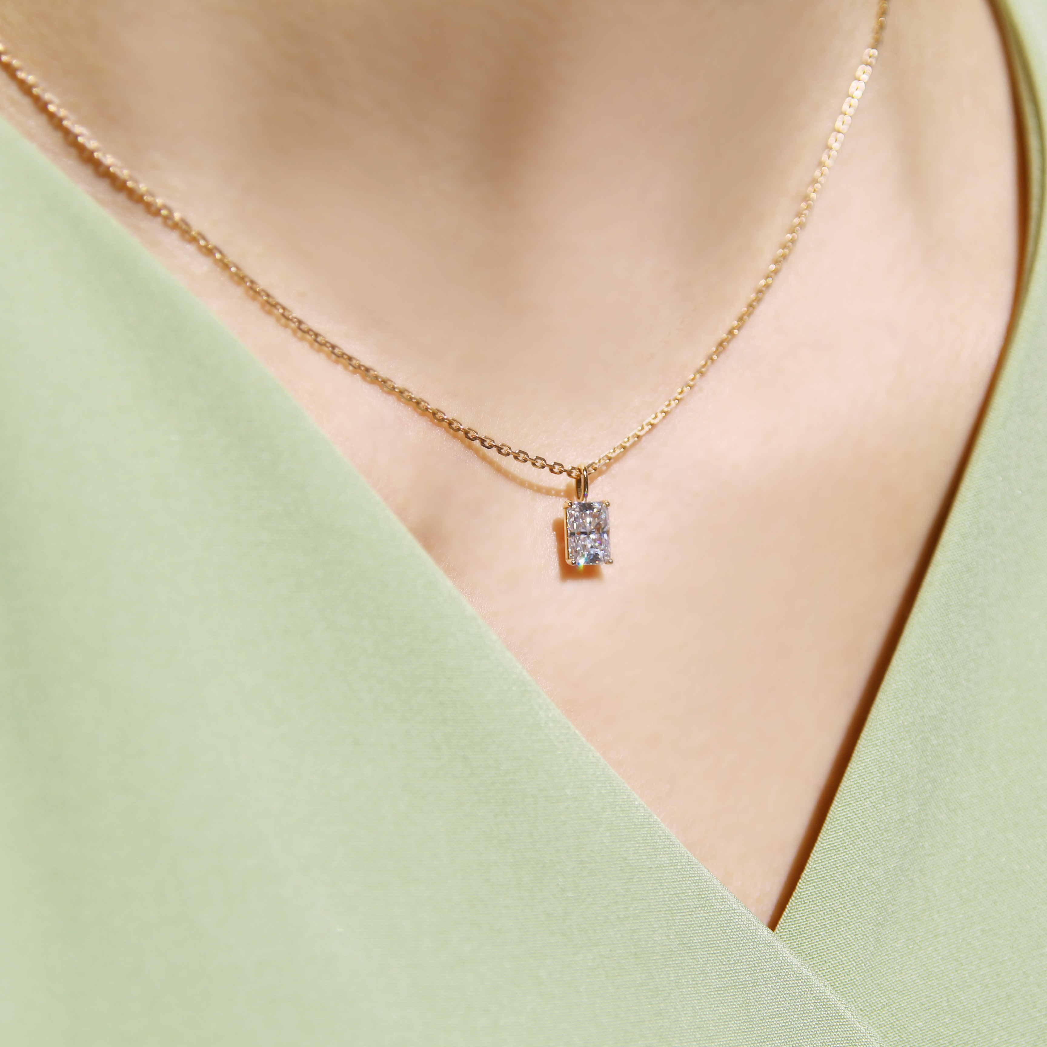 랩다이아 사각 펜던트 라디언트컷 목걸이 1캐럿 2캐럿 3캐럿 IGI D컬러 14k 18k 이미지 6
