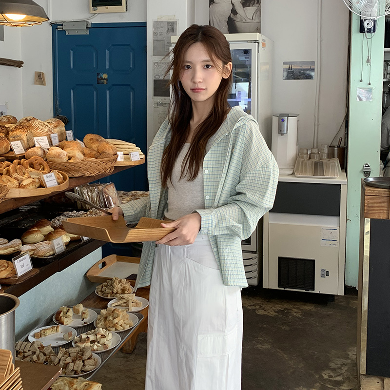 모아니 후드 체크 셔츠 남방 bs8138 - 상세 이미지 4