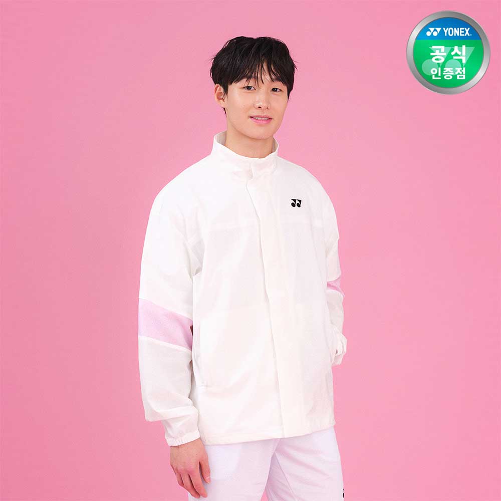 요넥스 252JJ002U 배드민턴 의류 자켓 벚꽃에디션 바람막이 남녀공용 화이트핑크 - 상품 이미지