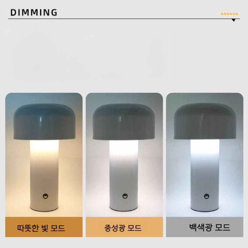 장식 테이블 램프 인기있는 버섯 휴대용 LED 식당 침대 옆 탁자 USB 충전식 바 데스크탑 분위기 조명 - 상세 이미지 3