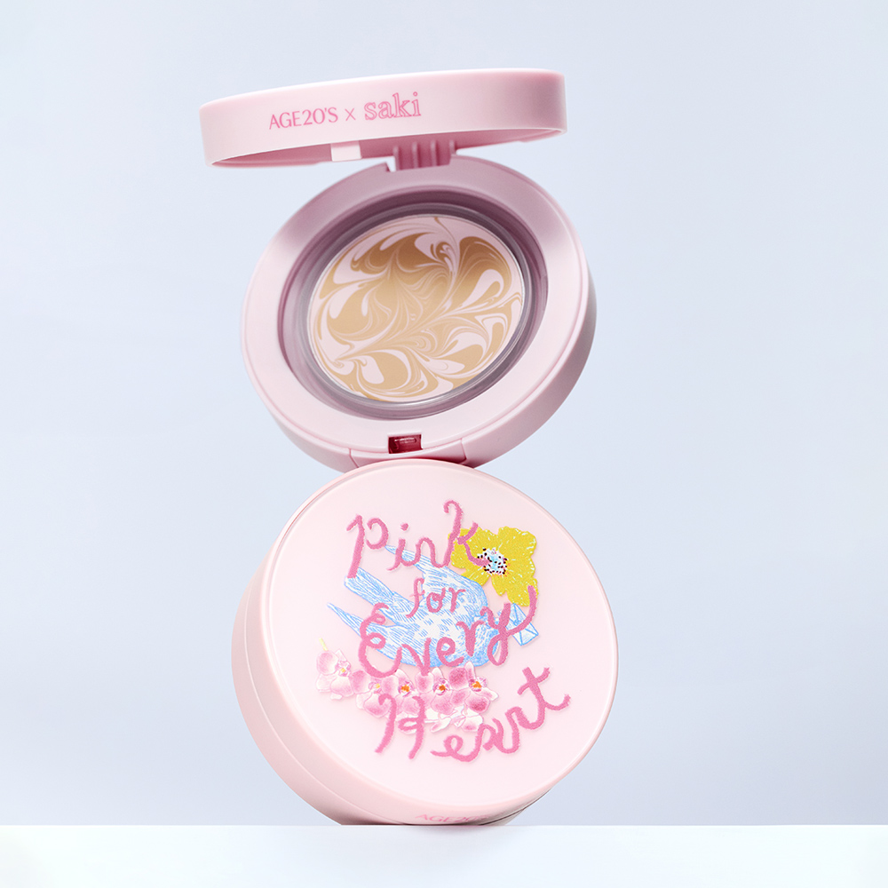 에이지투웨니스 핑크 포 에브리 하트 에디션 디오리진 에센스 팩트 핑크 라떼 12.5g  본품&리필 (SPF50) +하이라이터 2종 세트  (+퍼프4매) - 상세 이미지 2