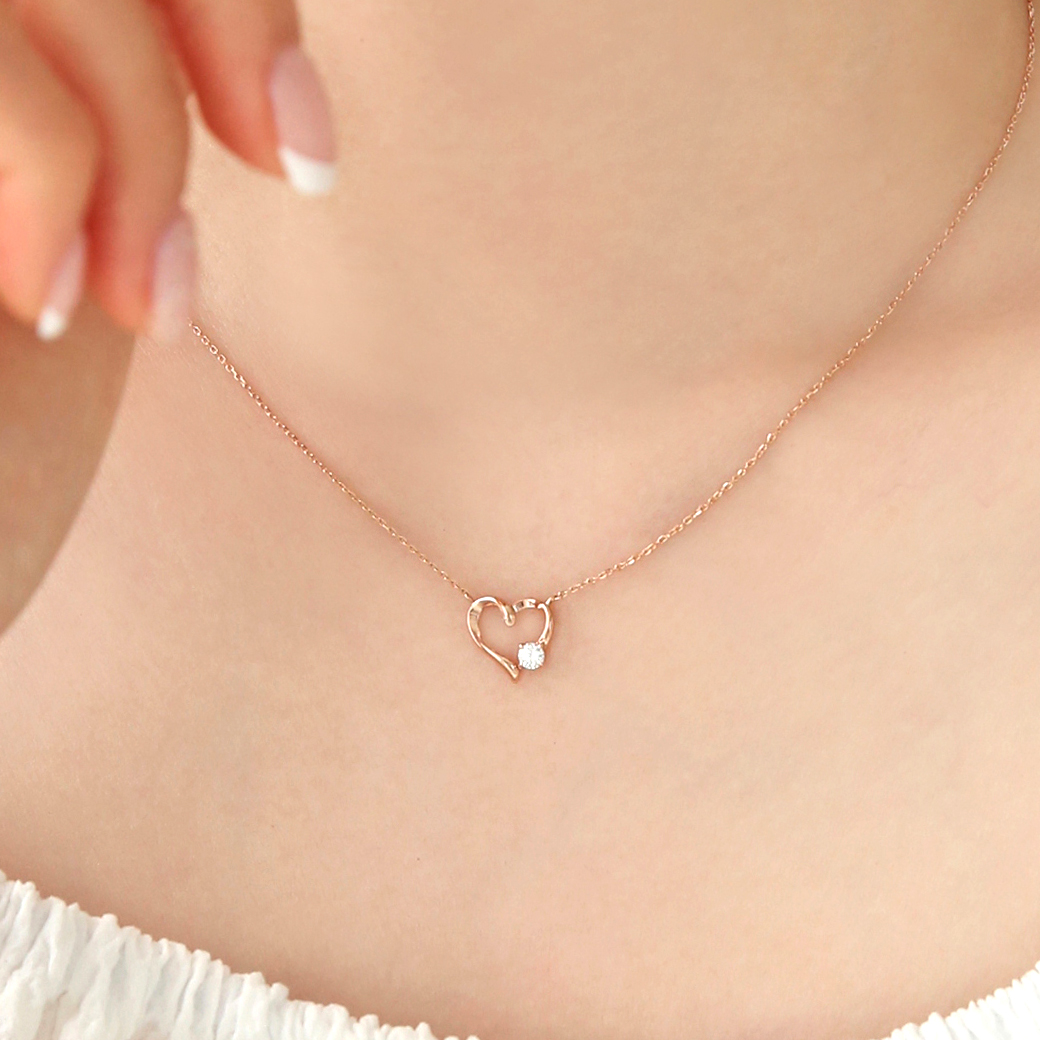 14k 러빙유 심플 하트 목걸이 생일 선물 여자 목걸이 - 상세 이미지 2